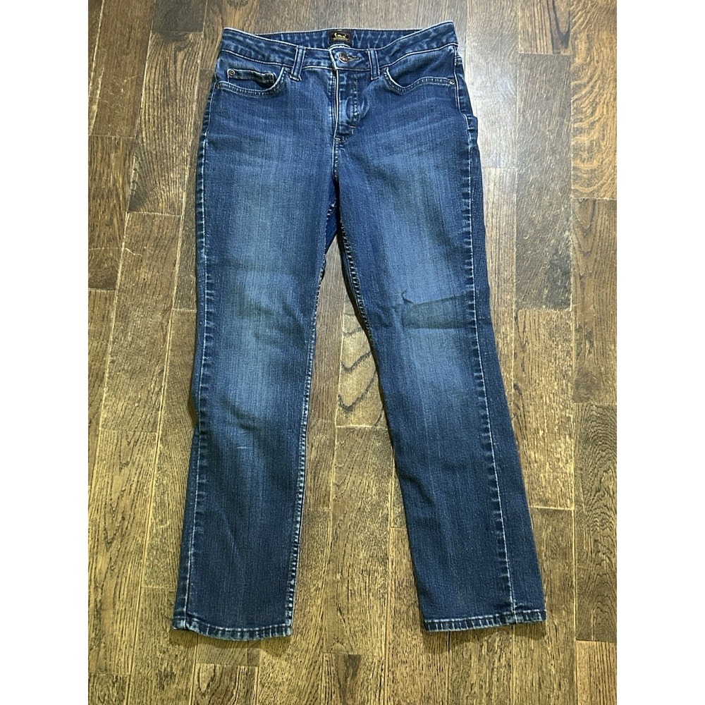 Lee Jeans Women's Size 8S Regular Fit, Straight Leg, Stretch Dark Blue Denim